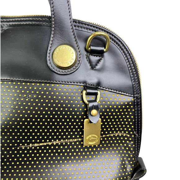 Dooney & Bourke Vintage Cabriolet Satchel Purse Blck Leather Gold Trim Old Money - Picture 4 of 8